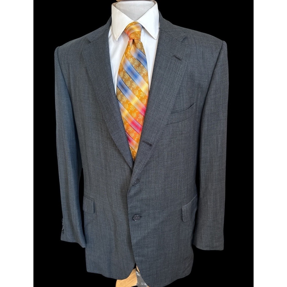 Oxxford Clothes Super 110s Wool Jacket Gray Birdseye 46L Sport Coat Liner Flaws